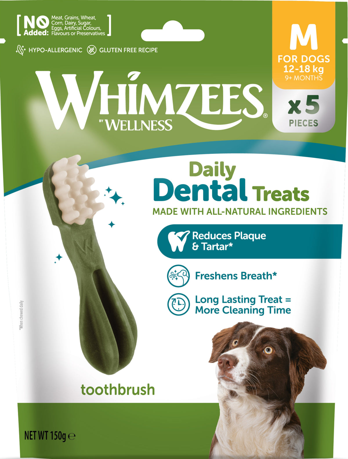 Whimzees Toothbrush M tandrensende tyggeben, 5 stk.