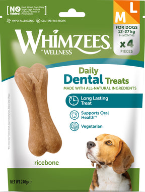 Whimzees Rice Bone tyggeben M/L, 4 stk.