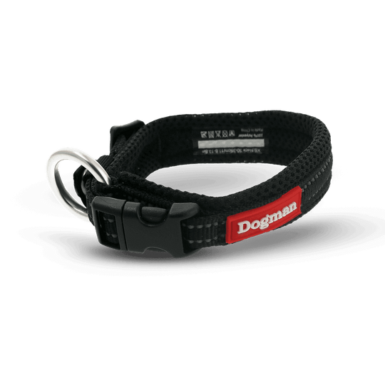 Dogman Air Mesh Polstret Halsbånd, Sort