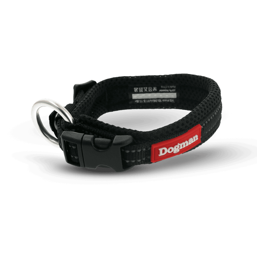 Dogman Air Mesh Polstret Halsbånd, Sort
