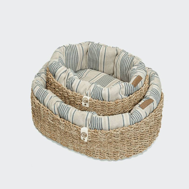 Cloud7 hundeseng, Lazy Linen Stripes, Natural/Blue