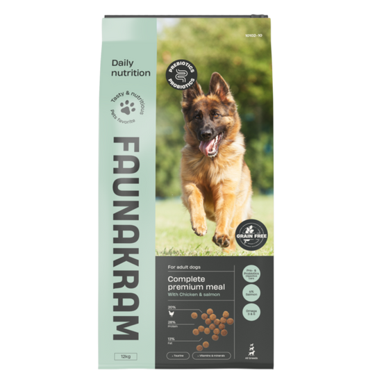 Kornfrit Hundefoder – Kylling & Laks m. Pre- & Probiotika