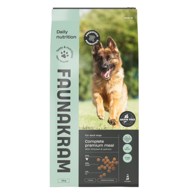 Kornfrit Hundefoder – Kylling & Laks m. Pre- & Probiotika