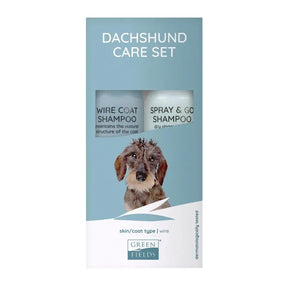 Greenfields Dachshund Care Sæt med Wire Coat Shampoo og tørshampoo