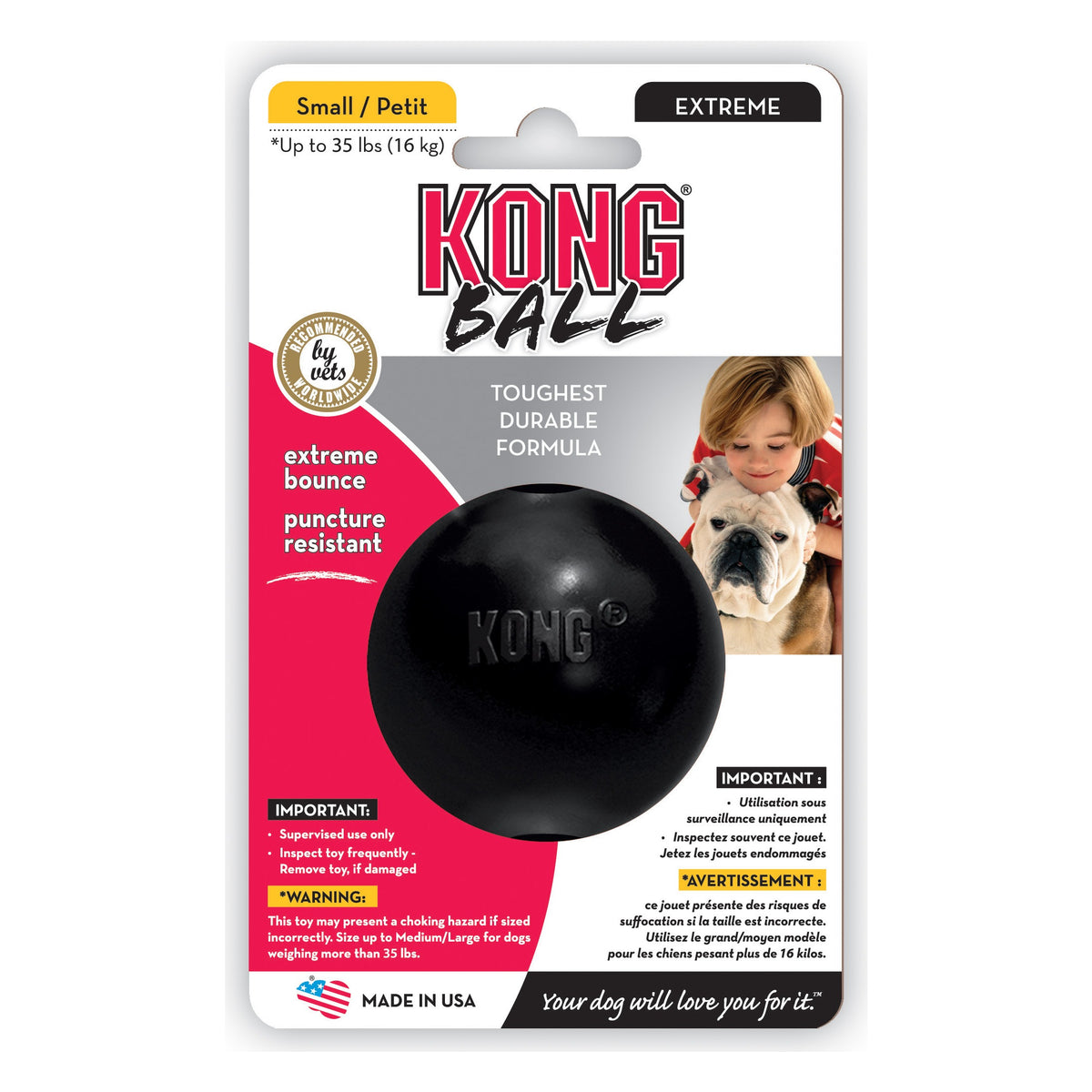 KONG Extreme Ball M/L, sort gummibold 7,5 cm