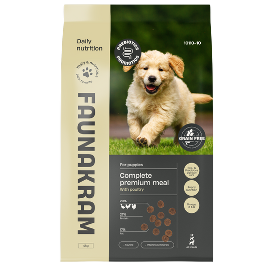 Kornfri Hvalpefoder m. Pre- & Probiotika, kylling