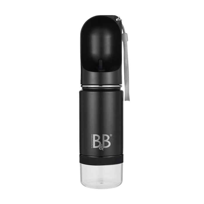 B&B - 3-i-1 Vandflaske, Rustfrit Stål m. Godbids Opbevaring