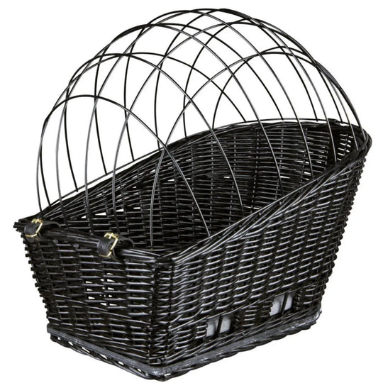 Cykelkurv til hunde, til bagagebærer i sort flet Trixie