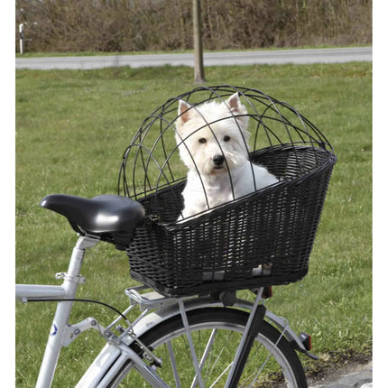 Cykelkurv til hunde, til bagagebærer i sort flet Trixie