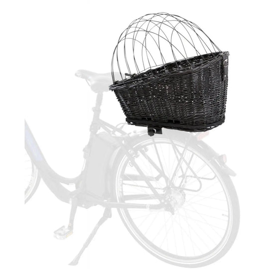 Cykelkurv til hunde, til bagagebærer i sort flet Trixie
