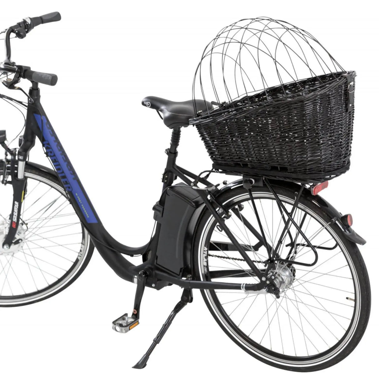Cykelkurv til hunde, til bagagebærer i sort flet Trixie