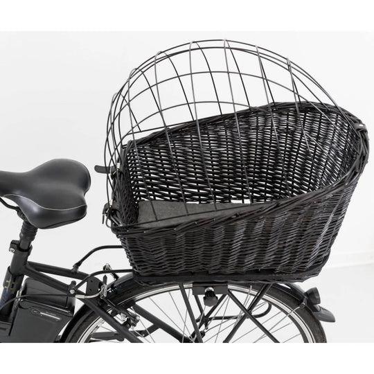 Cykelkurv til hunde, til bagagebærer i sort flet Trixie