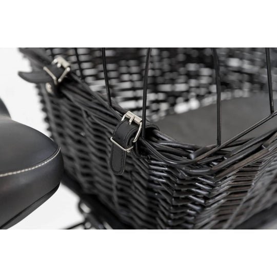 Cykelkurv til hunde, til bagagebærer i sort flet Trixie