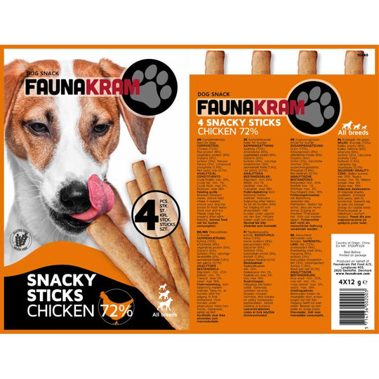 Faunakram 4x12g Hunde Stick kylling Faunakram