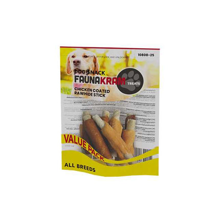 Faunakram Value-pack 300 gram Chicken coated rawhide stick. Faunakram