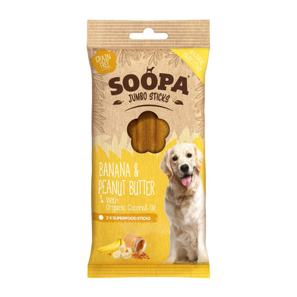 Soopa -  Store Tandrensende Sticks med Banan & Peanut Butter 170g Soopa
