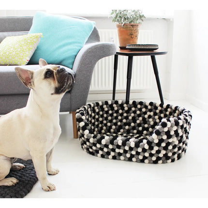 Wooldot hundekurv i uld, charcoal grey Wooldot