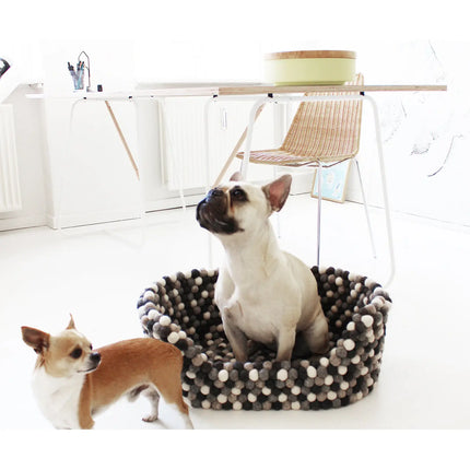Wooldot hundekurv i uld, charcoal grey Wooldot